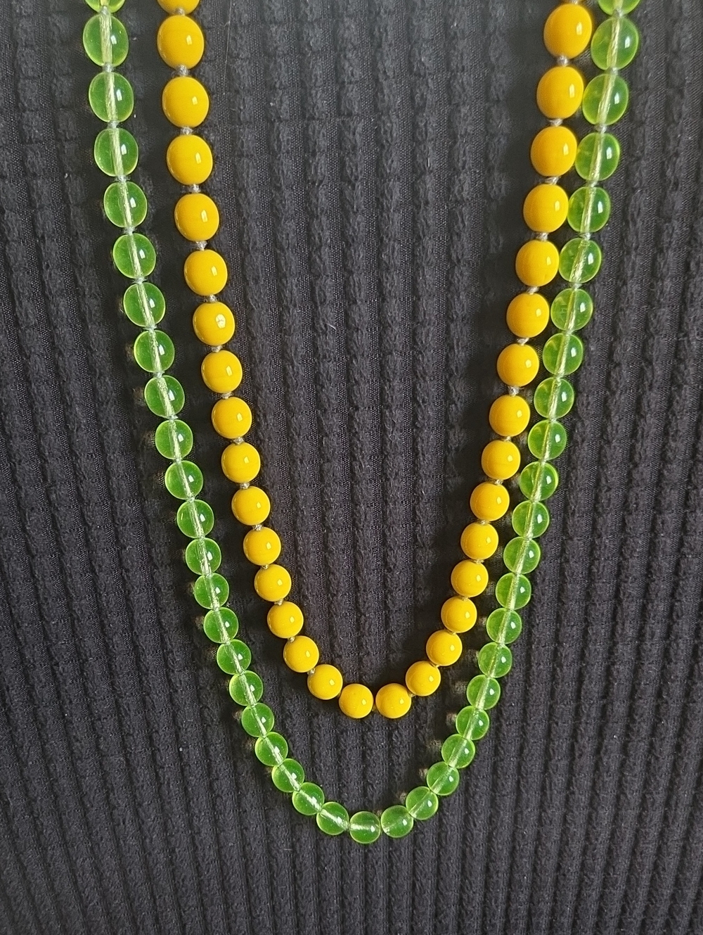 Yellow and Green Beaded Layered Necklack J.Crew